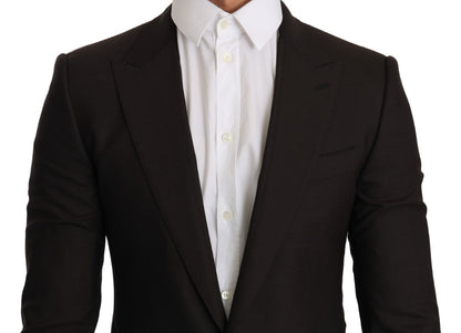 Dolce &amp; Gabbana Sleek Slim Brown Virgin Wool Blazer Jacket