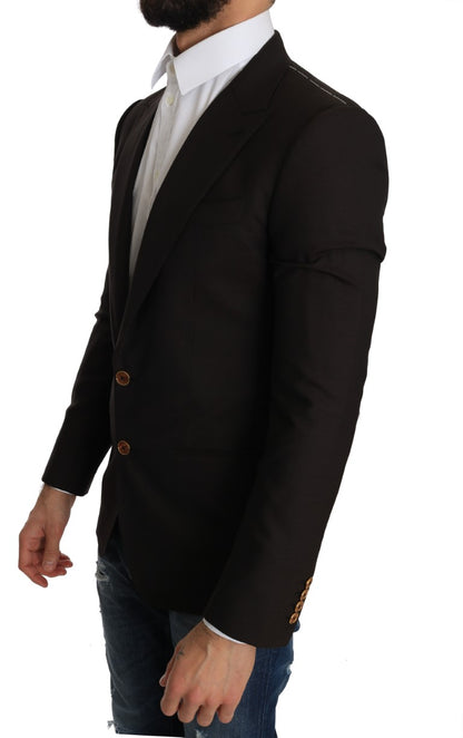 Dolce &amp; Gabbana Sleek Slim Brown Virgin Wool Blazer Jacket