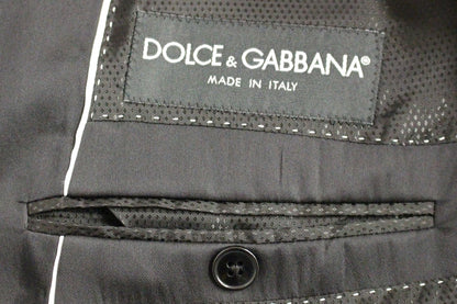 Dolce &amp; Gabbana Elegant Black Striped Wool-Silk Blend Suit