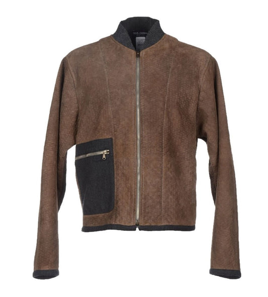 Dolce &amp; Gabbana Elegant Leather &amp; Wool Blend Jacket