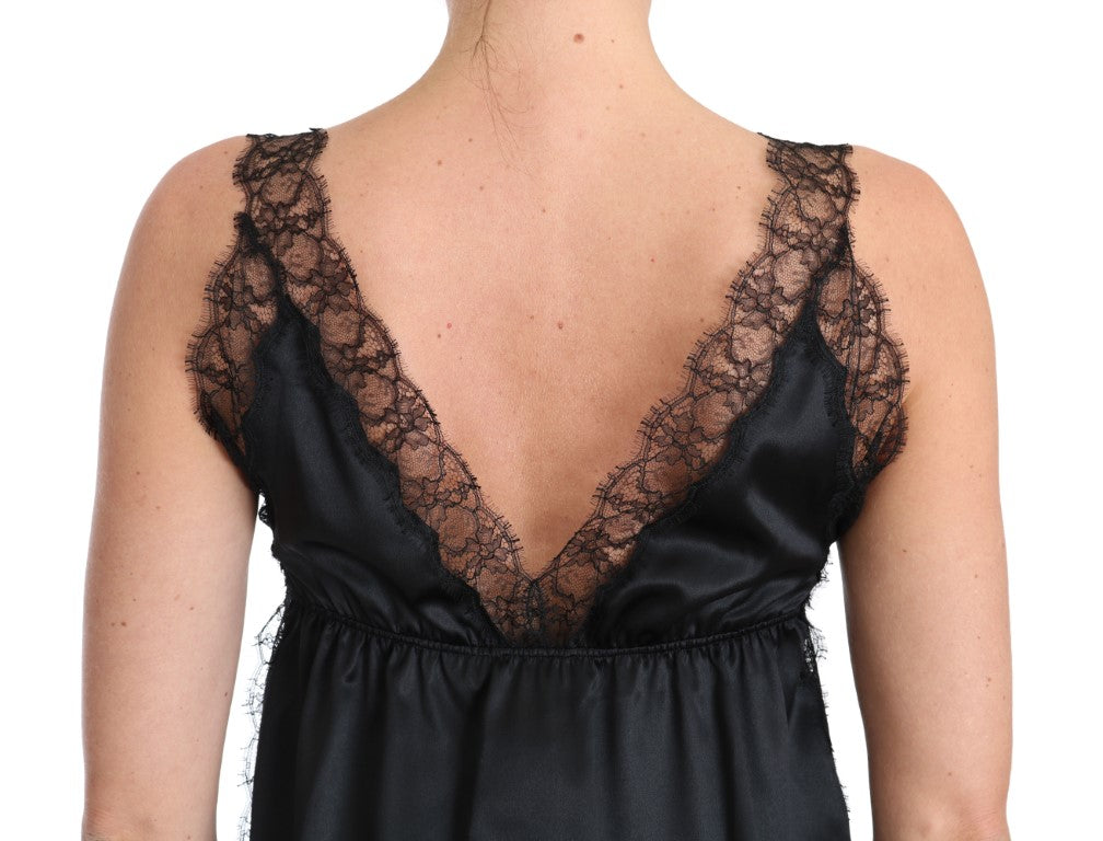 Dolce &amp; Gabbana Sultry Silk Blend Lingerie Top in Black