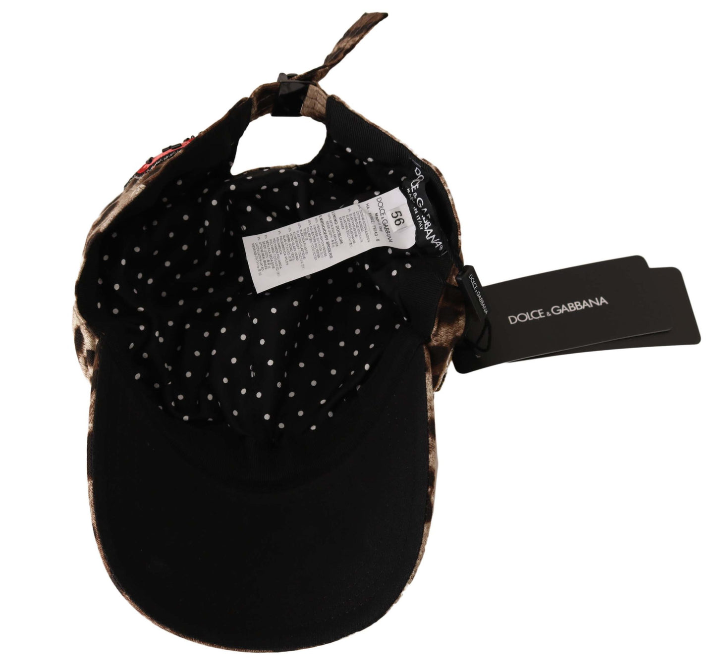 Dolce &amp; Gabbana Brown Leopard Sequin Sicily Applique Baseball Hat