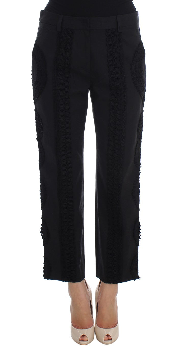 Dolce &amp; Gabbana Black Cotton Stretch Torero Capris Pants