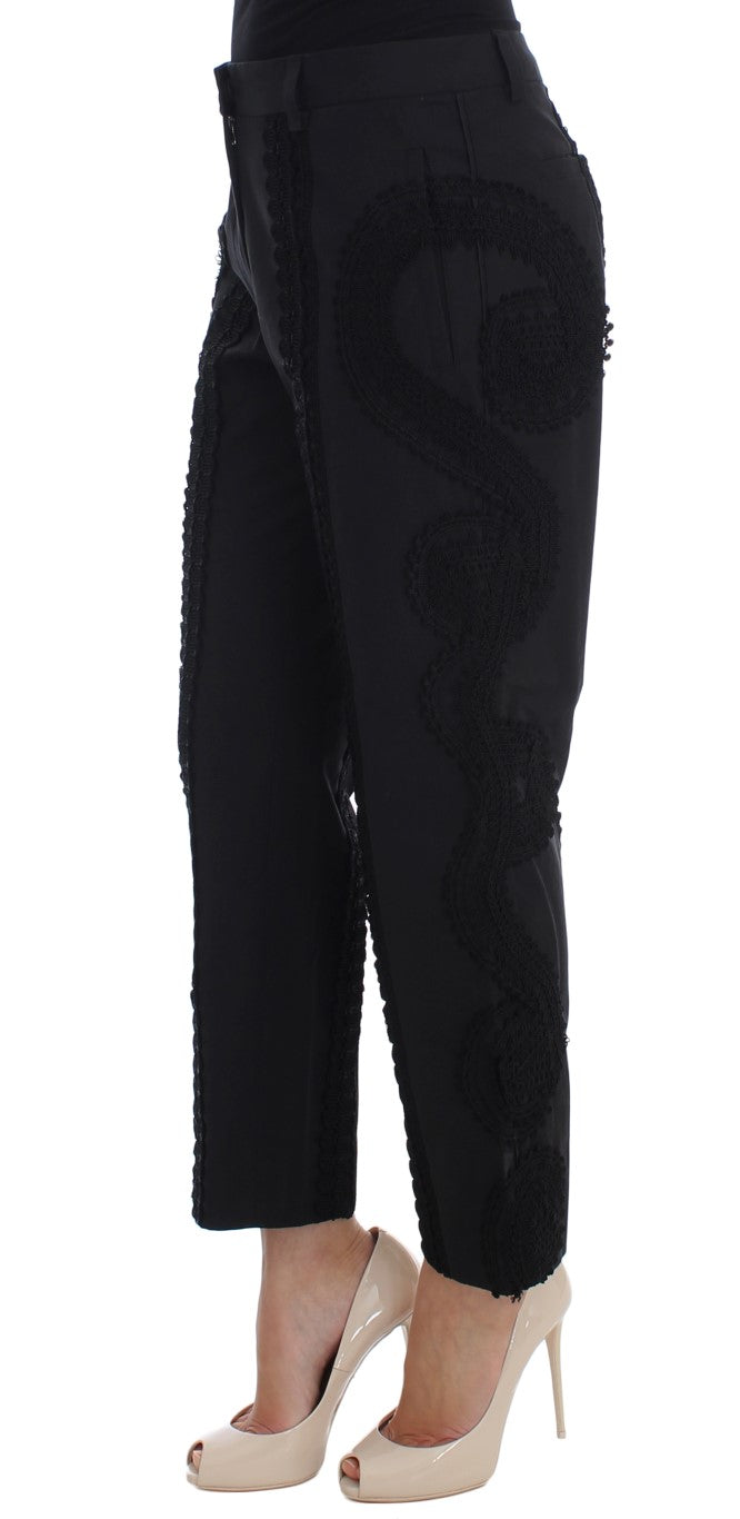 Dolce &amp; Gabbana Black Cotton Stretch Torero Capris Pants