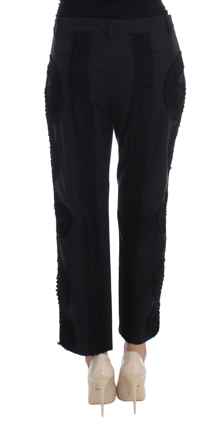 Dolce &amp; Gabbana Black Cotton Stretch Torero Capris Pants