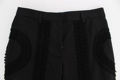 Dolce &amp; Gabbana Black Cotton Stretch Torero Capris Pants