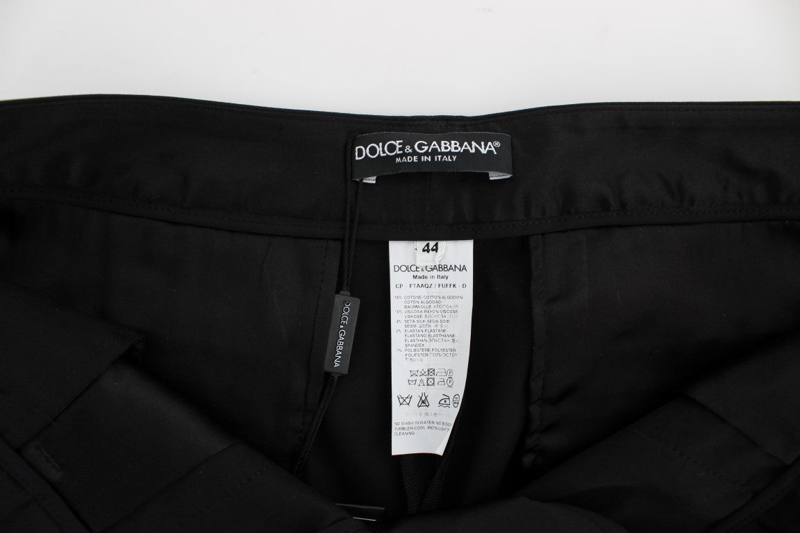 Dolce &amp; Gabbana Black Cotton Stretch Torero Capris Pants