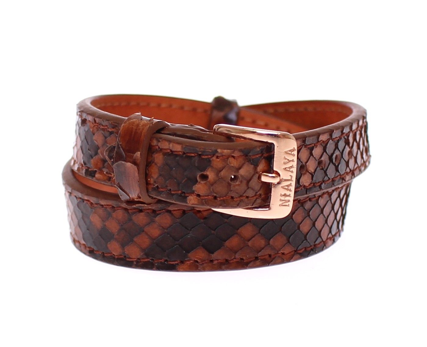 Nialaya Chic Snakeskin Leather &amp; Gold Cuff Bracelet