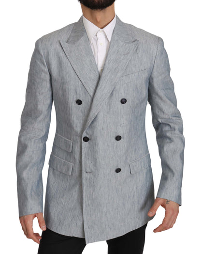 Dolce &amp; Gabbana Elegant Light Blue Double Breasted Blazer