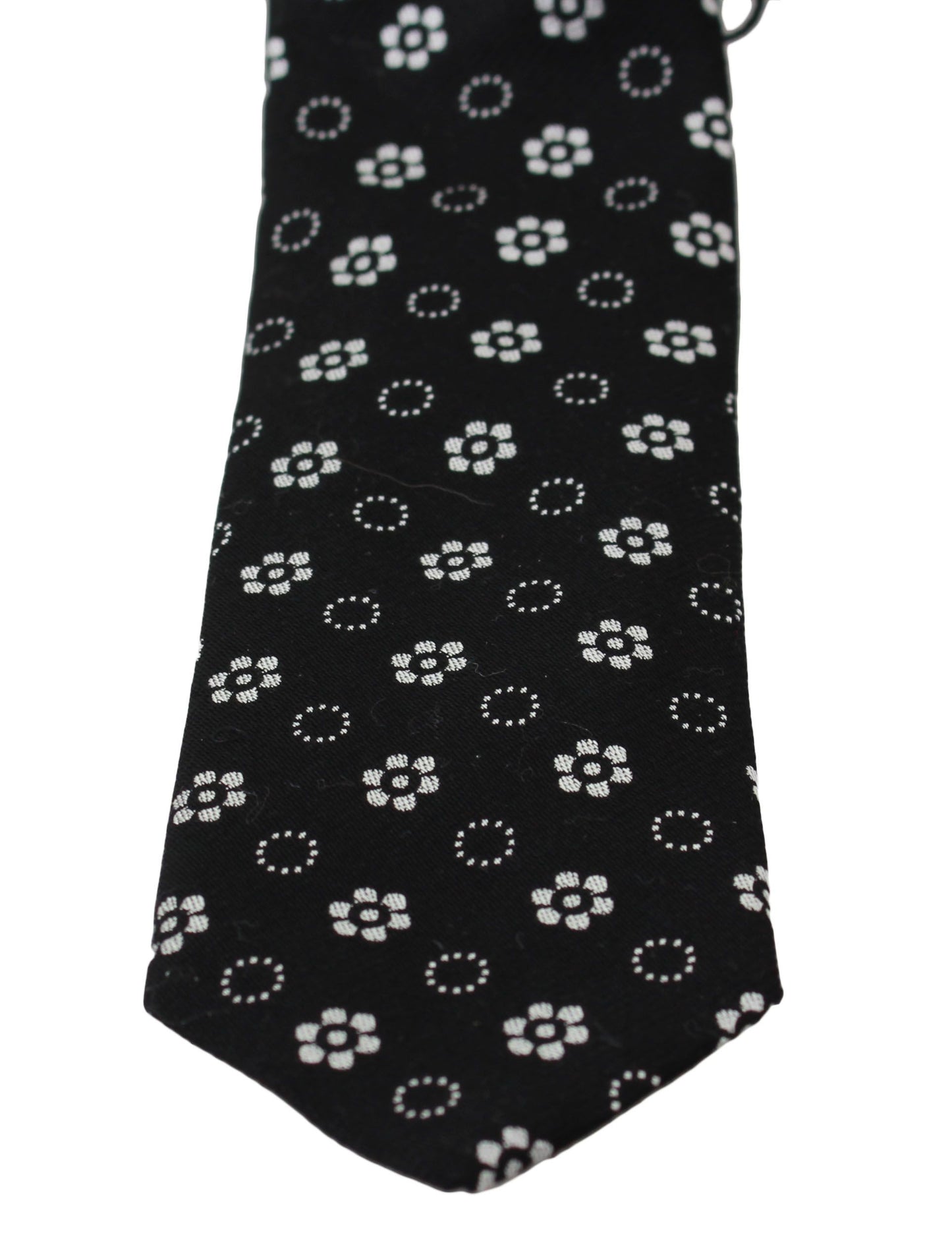 Dolce &amp; Gabbana Elegant Black Floral Silk Necktie