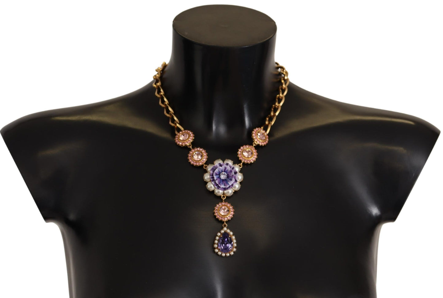 Dolce & Gabbana Elegant Floral Crystal Statement Necklace