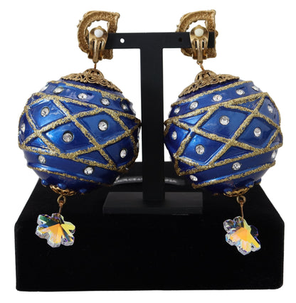 Dolce &amp; Gabbana Elegant Dangling Crystal Christmas Ball Earrings