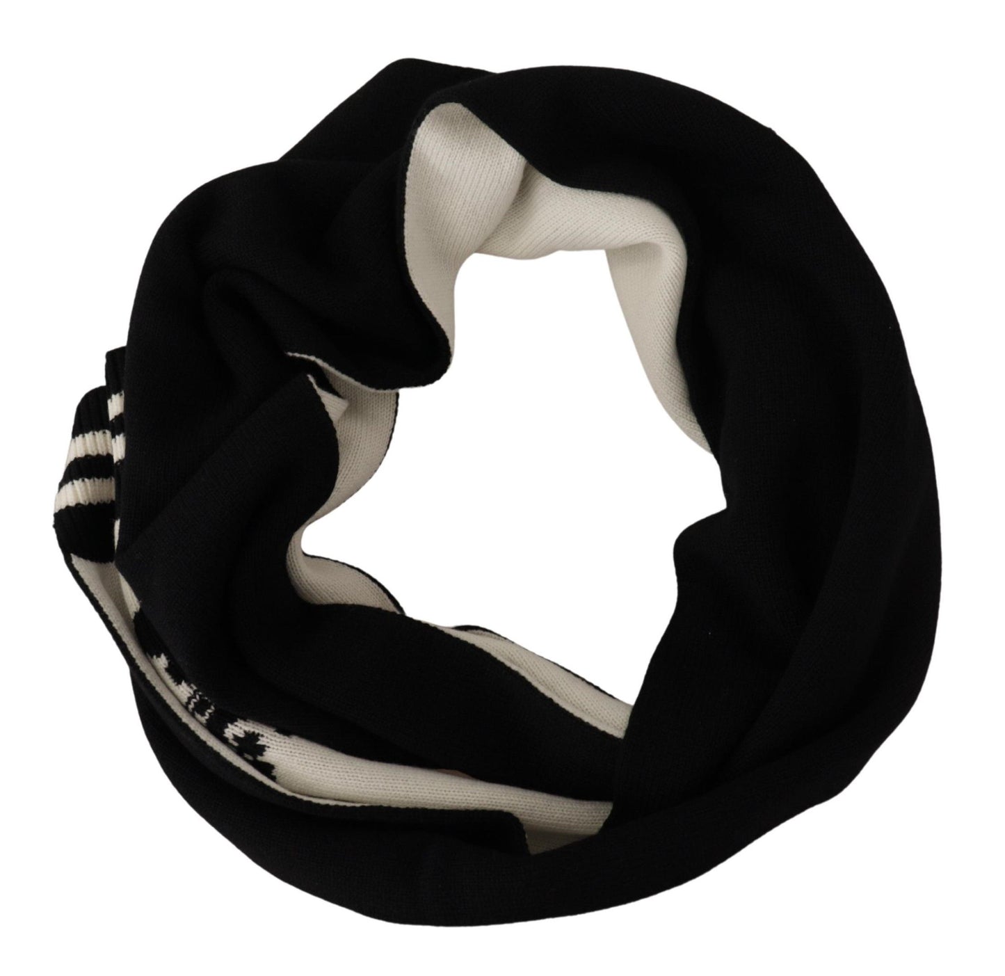 Dolce &amp; Gabbana Black White Cotton DG Printed Cashmere Shawl Scarf