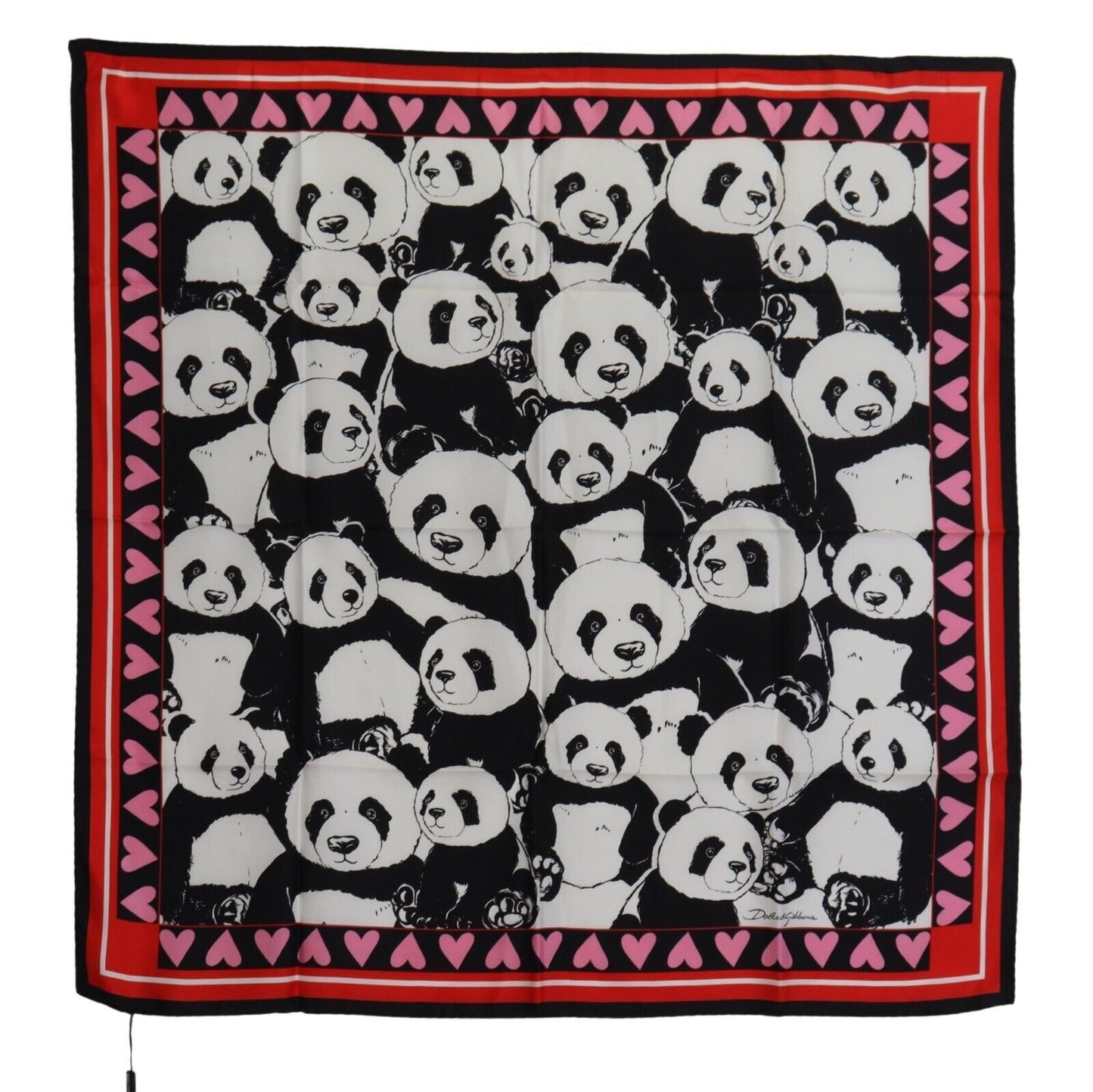 Dolce &amp; Gabbana Multicolor Panda Print Silk Shawl Wrap Scarf