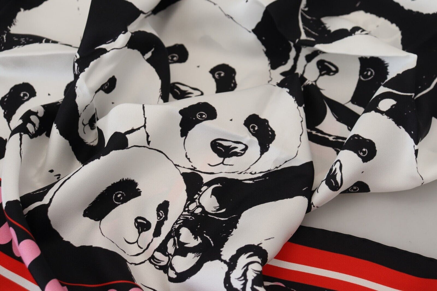 Dolce &amp; Gabbana Multicolor Panda Print Silk Shawl Wrap Scarf