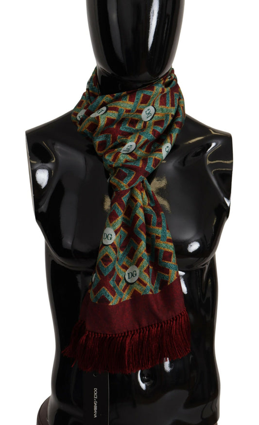 Dolce &amp; Gabbana Multicolor DG Logo Shawl Warm Neck Wrap Fringe Scarf