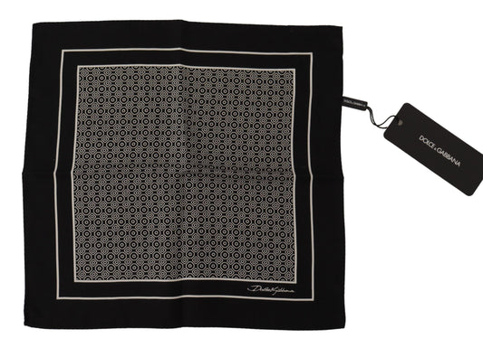 Dolce &amp; Gabbana Black Geometric Patterned Square Handkerchief Scarf