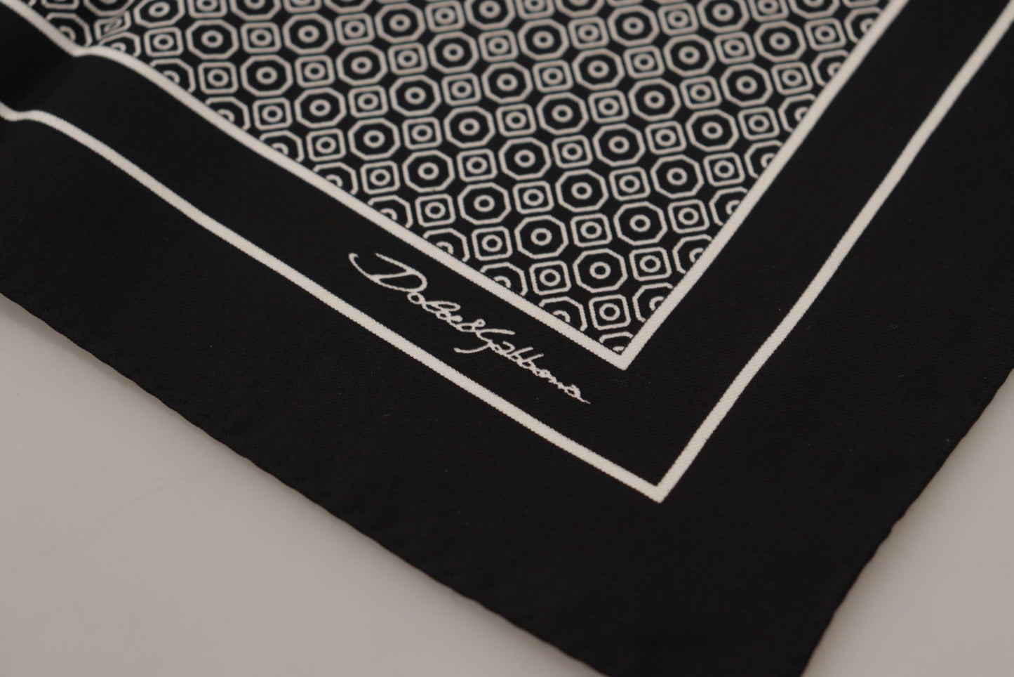 Dolce &amp; Gabbana Black Geometric Patterned Square Handkerchief Scarf