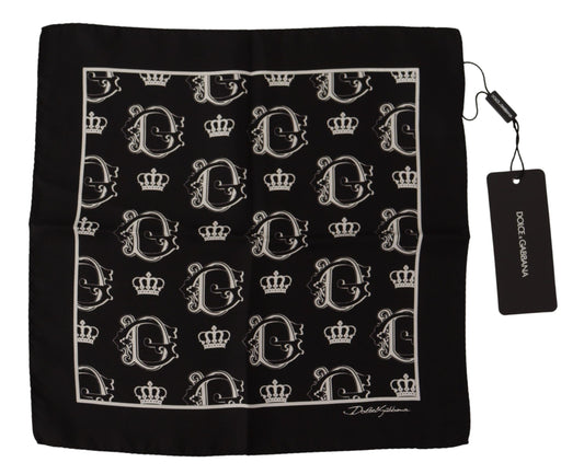 Dolce &amp; Gabbana Black DG Crown Print Square Handkerchief