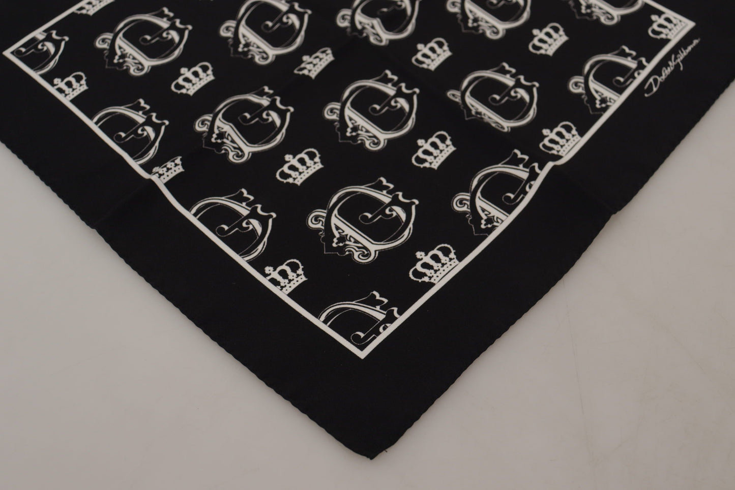 Dolce &amp; Gabbana Black DG Crown Print Square Handkerchief