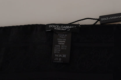 Dolce &amp; Gabbana Black Flora Design Mens Square Handkerchief Scarf