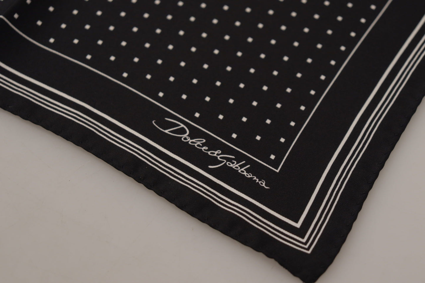 Dolce &amp; Gabbana Black Polka Dots DG Logo Square Handkerchief