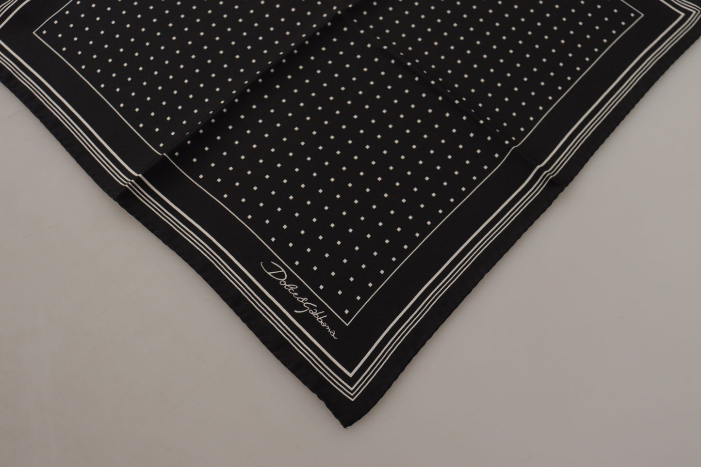 Dolce &amp; Gabbana Black Polka Dots DG Logo Square Handkerchief