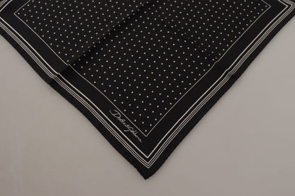 Dolce &amp; Gabbana Black Polka Dots DG Logo Square Handkerchief