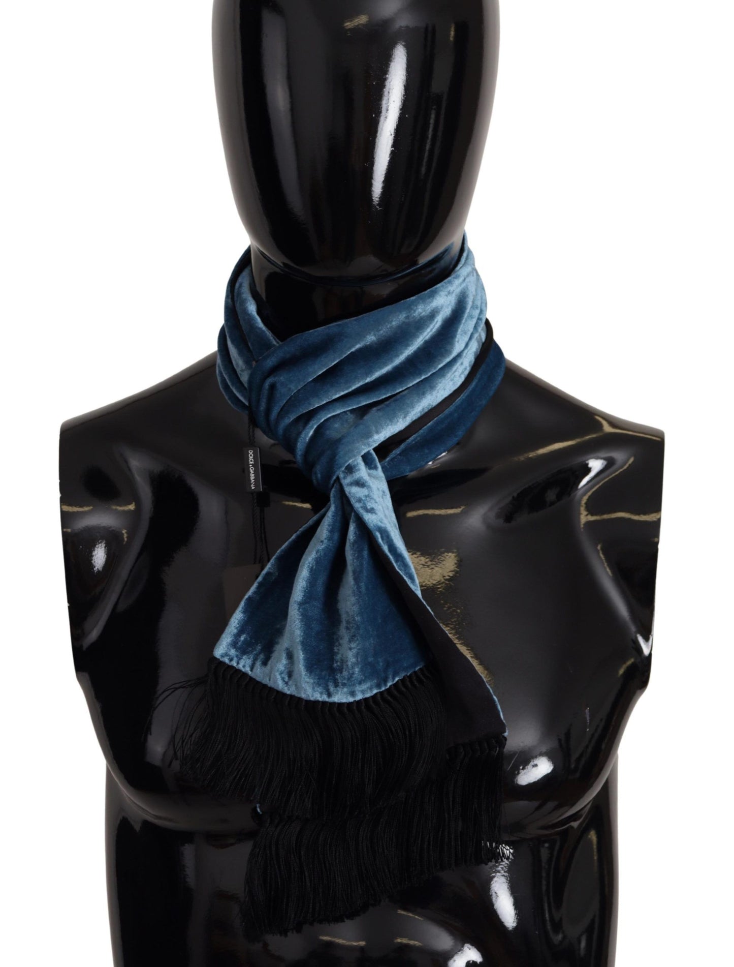 Dolce &amp; Gabbana Blue Velvet Solid Neck Warmer Men's Shawl Scarf