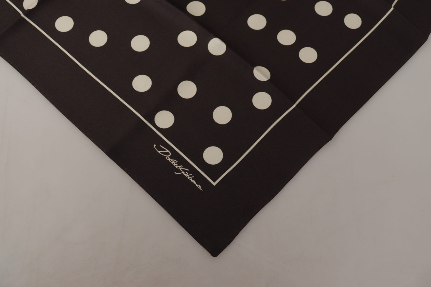 Dolce &amp; Gabbana Black Silk Dotted Square Bandana Handkerchief Scarf