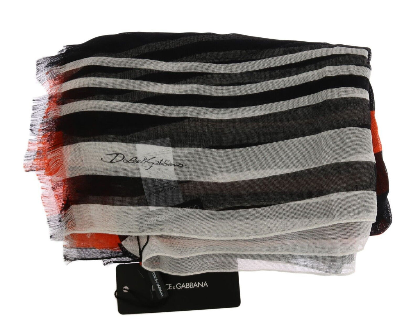 Dolce &amp; Gabbana Multicolor Striped Silk Shawl Fringes Scarf